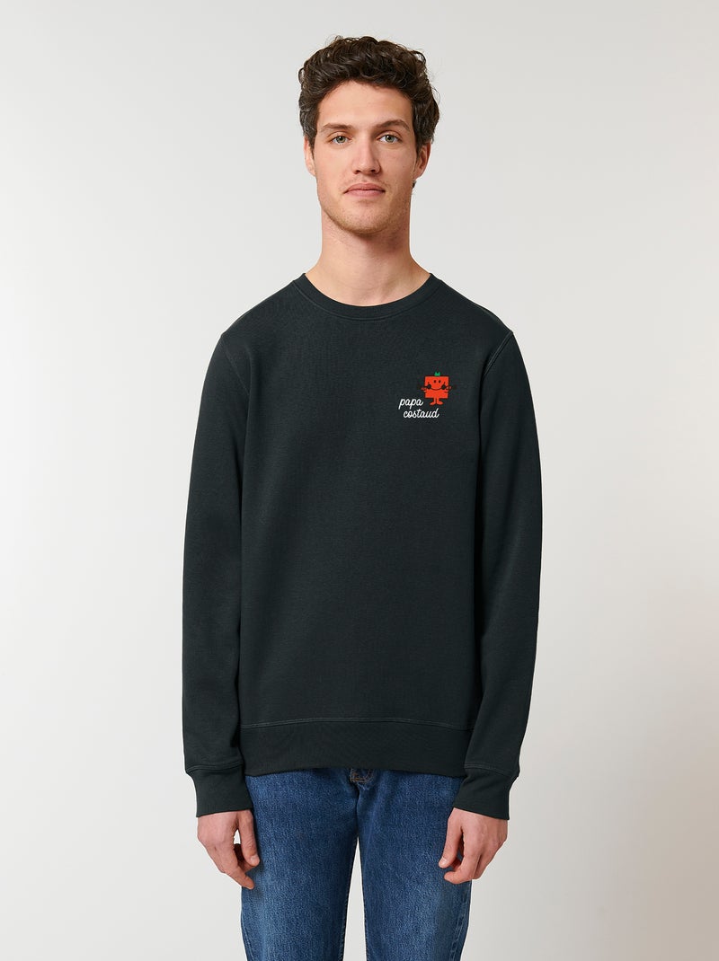 Sweat Homme - PAPA COSTAUD COEUR Noir - Kiabi