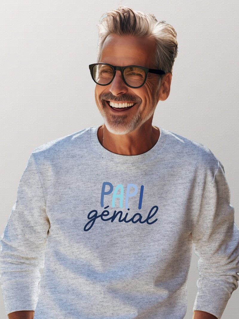 Sweat Homme - PAPI GENIAL Gris chiné - Kiabi