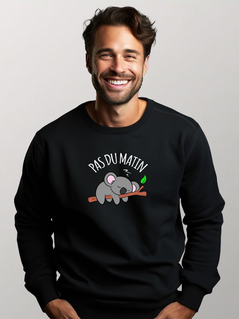 Sweat Homme - PAS DU MATIN Noir - Kiabi