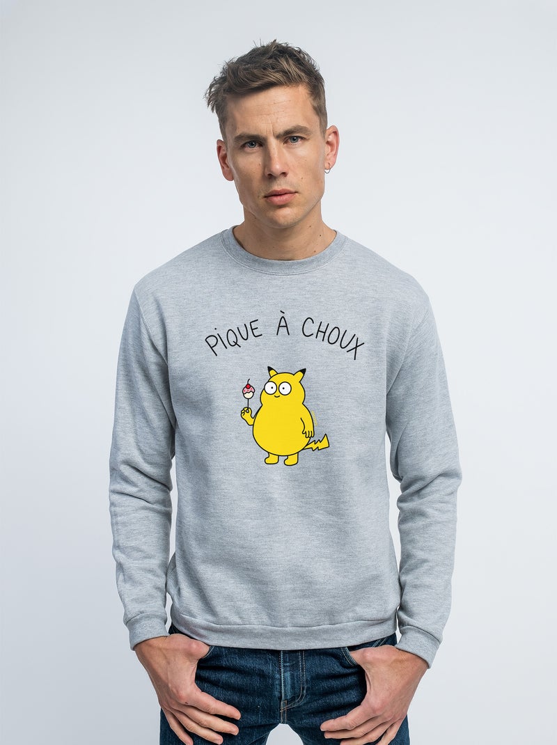 Sweat Homme - PIQUE À CHOUX Gris chiné - Kiabi