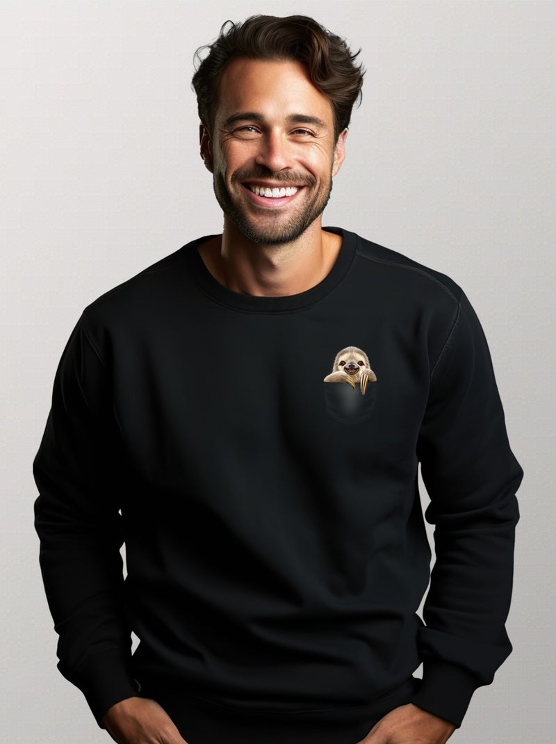 Sweat Homme - POCKET SLOTH Noir - Kiabi
