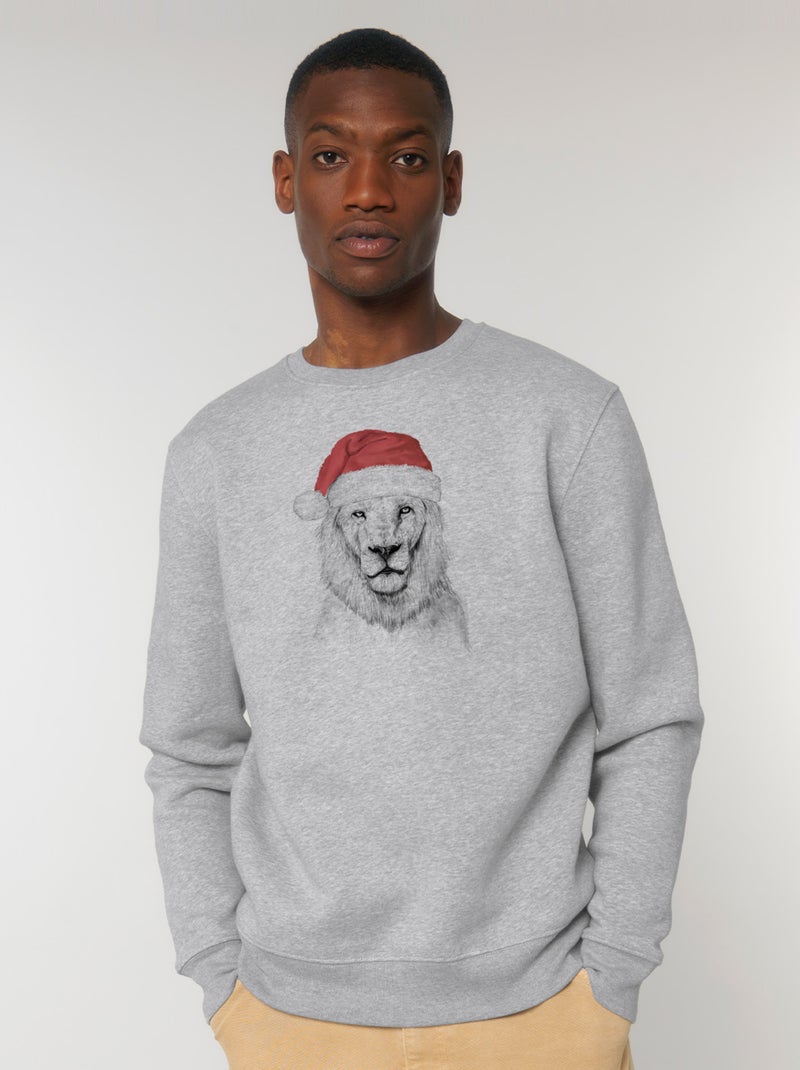 Sweat Homme - SANTA LION Gris chiné - Kiabi