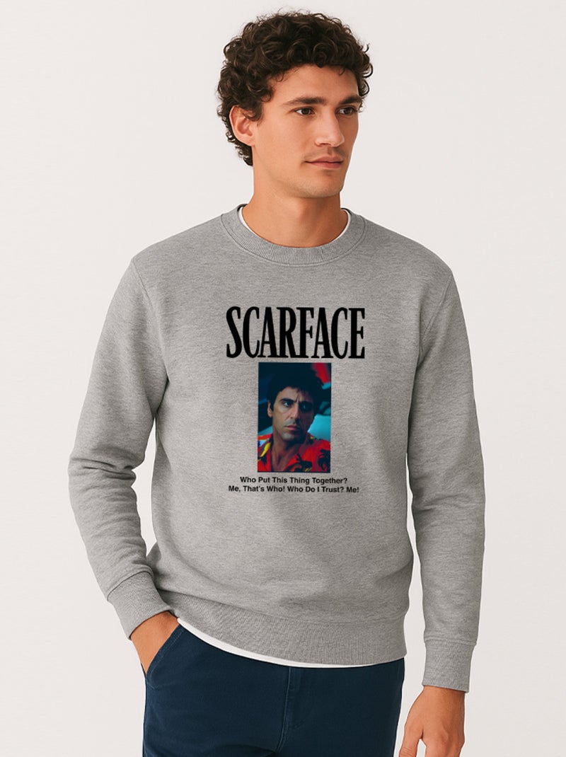 Sweat Homme - SCARFACE 3 Gris chiné - Kiabi