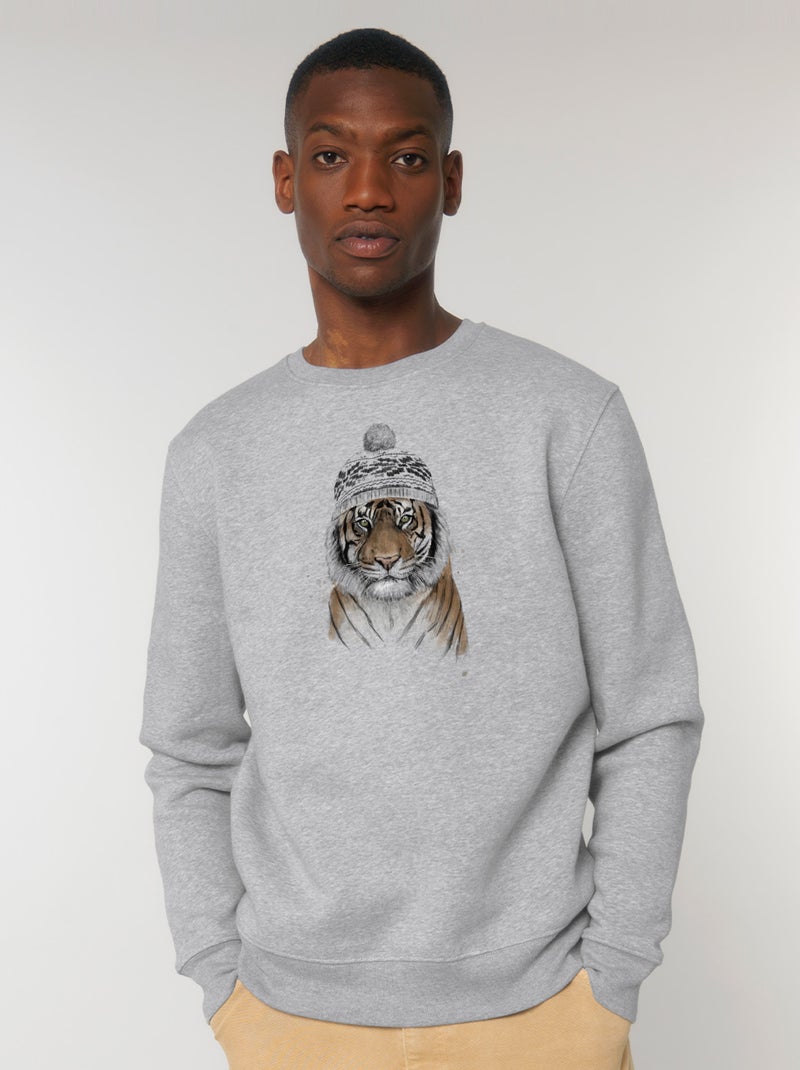 Sweat Homme - SIBERIAN TIGER Gris chiné - Kiabi