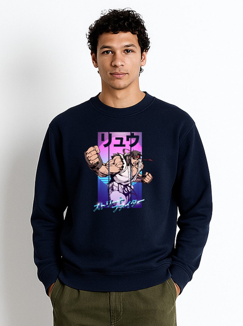 Sweat Homme - STREET FIGHTER 3 Bleu marine - Kiabi