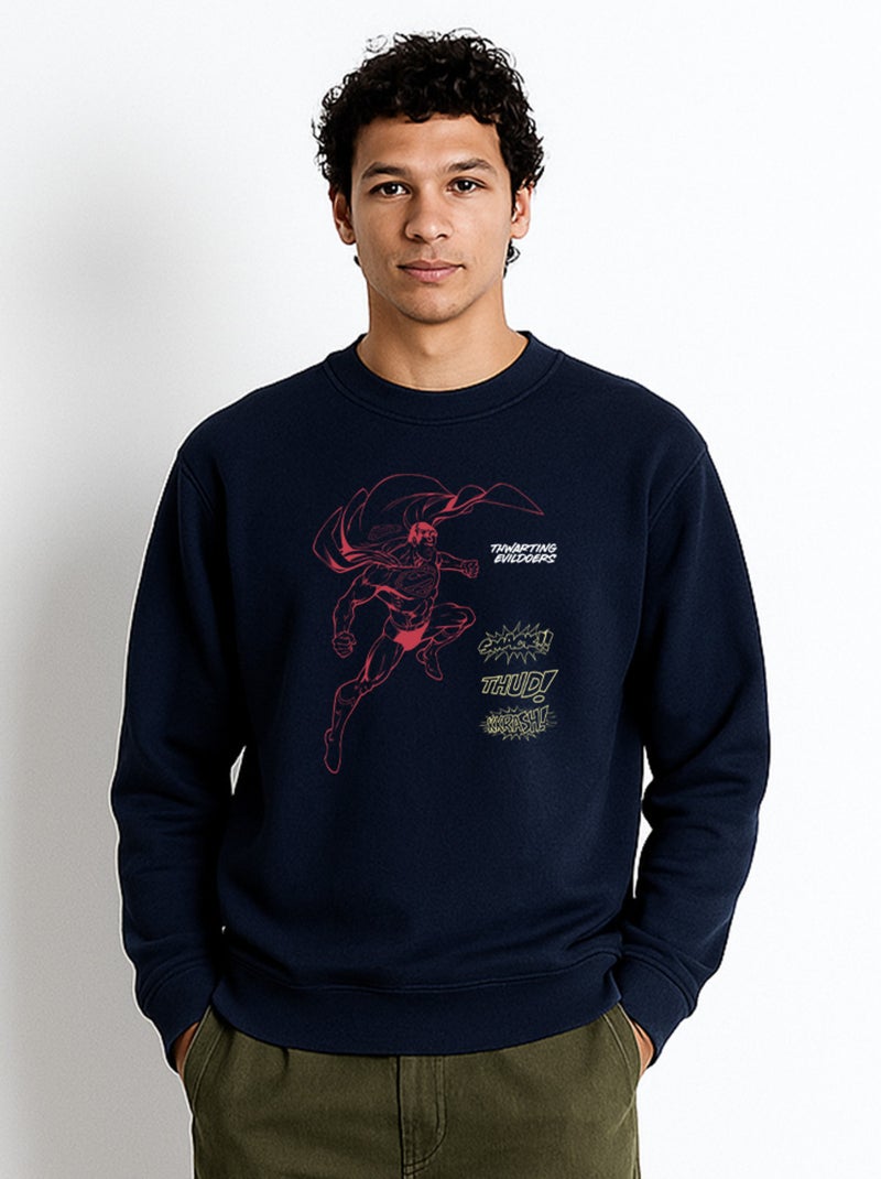 Sweat Homme - SUPERMAN SMACK THUD KKRASH Bleu marine - Kiabi
