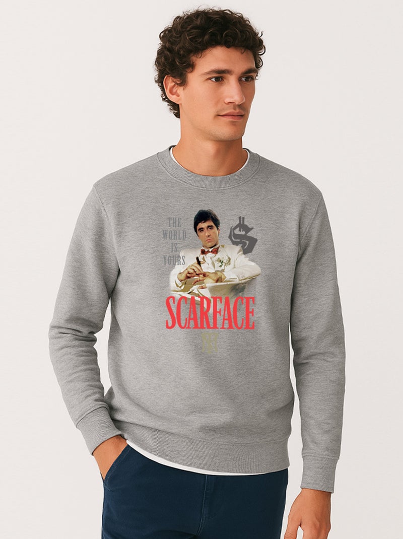 Sweat Homme - THE WORLD IS YOURS SCARFACE Gris chiné - Kiabi