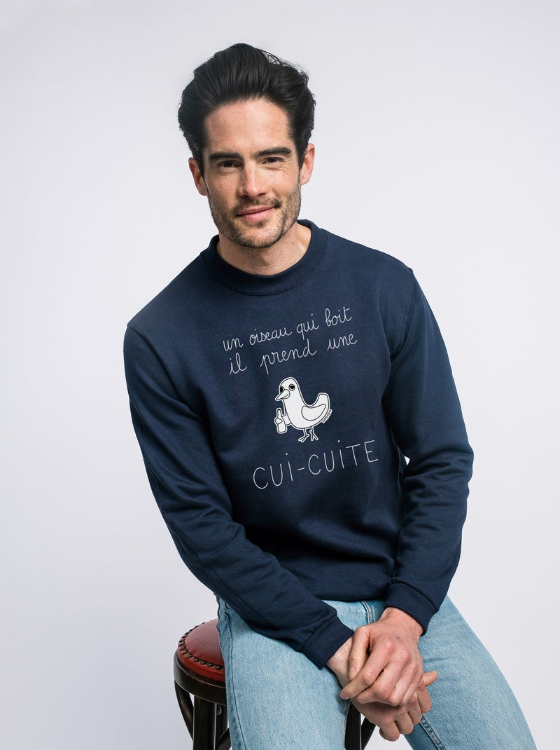 Sweat Homme - UN OISEAU QUI BOIT IL PREND UNE CUI-CUITE Bleu marine - Kiabi