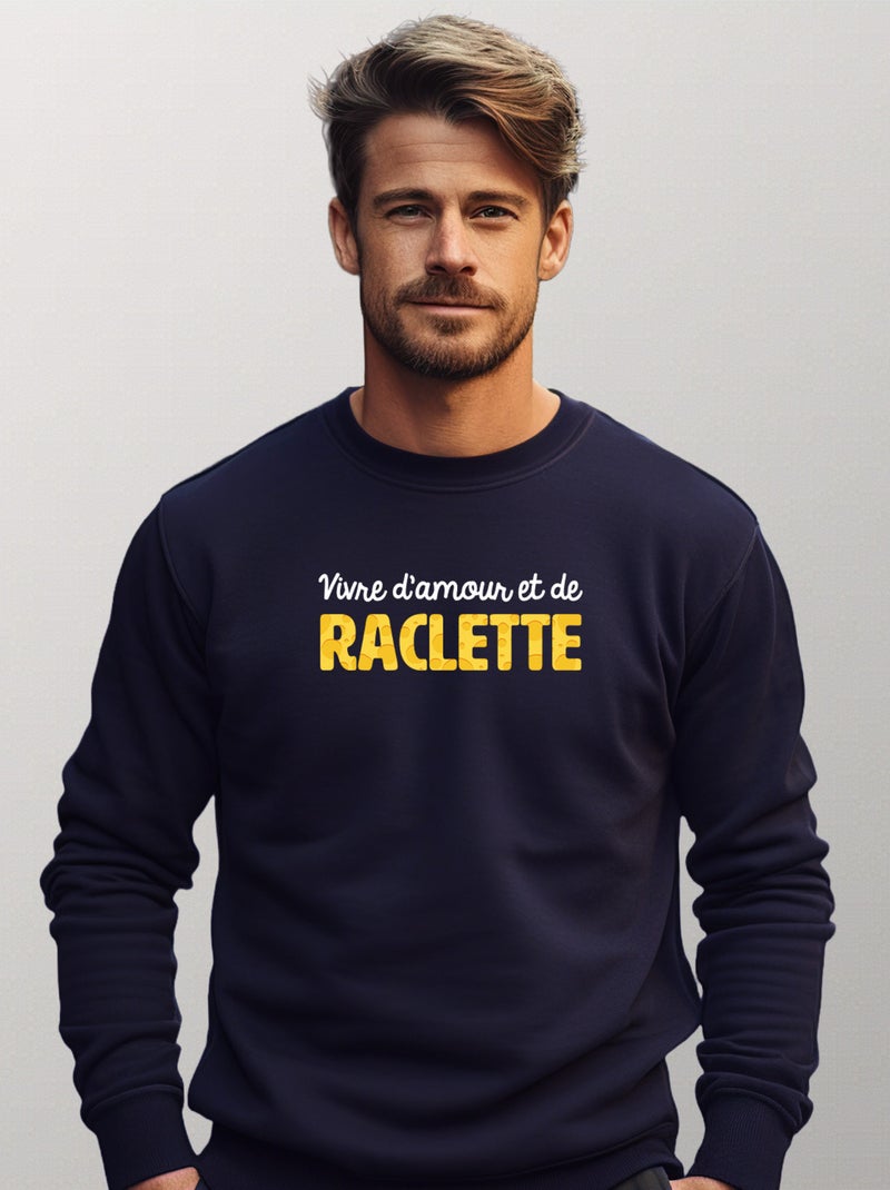 Sweat Homme - VIVRE D'AMOUR ET DE RACLETTE Bleu marine - Kiabi