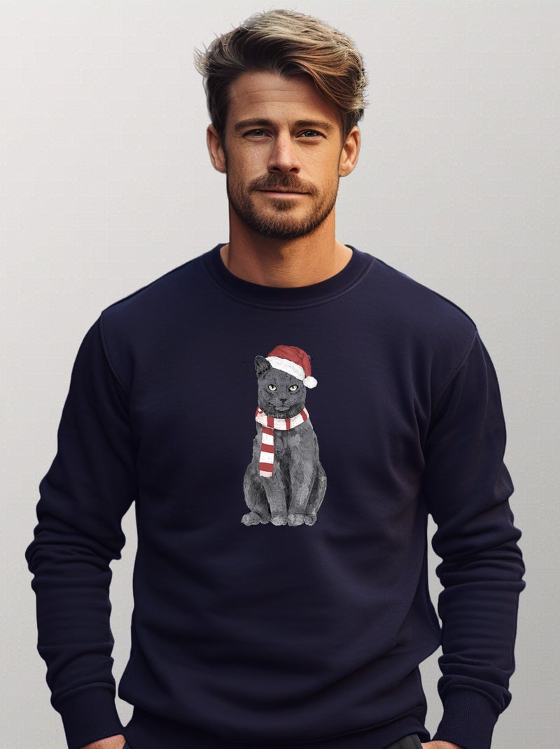 Sweat Homme - XMAS CAT Bleu marine - Kiabi