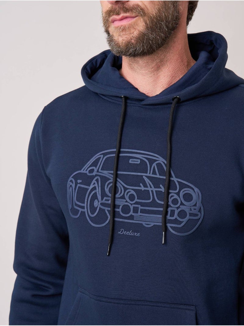 Sweat homme avec imprimé graphique voiture 'deeluxe' Bleu marine - Kiabi