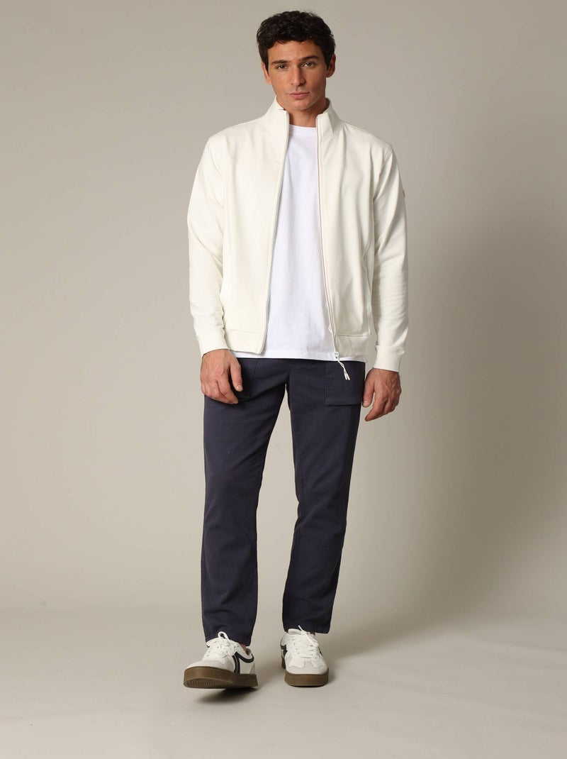 Sweat homme coupe classique avec col montant zippé 'Deeluxe' Ecru - Kiabi