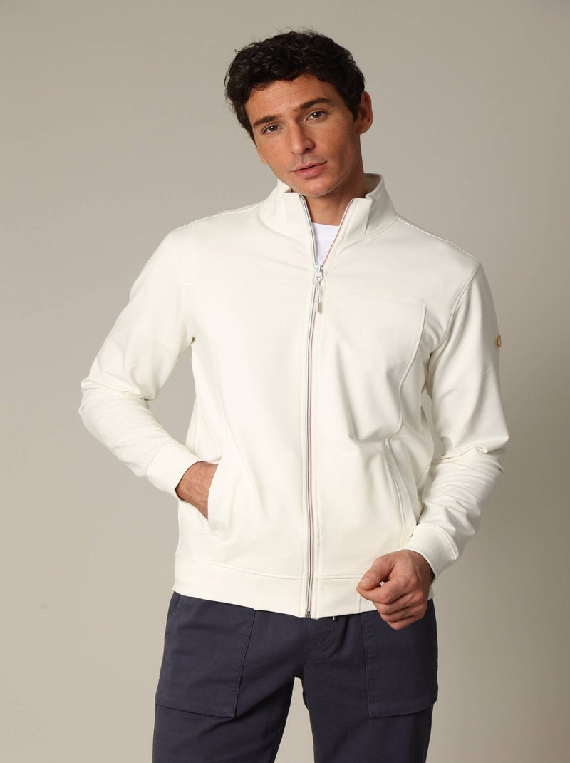 Sweat homme coupe classique avec col montant zippé 'Deeluxe' Ecru - Kiabi