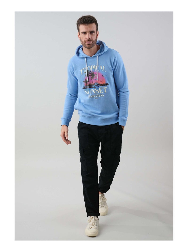 Sweat homme en coton à capuche 'Deeluxe' Bleu ciel - Kiabi