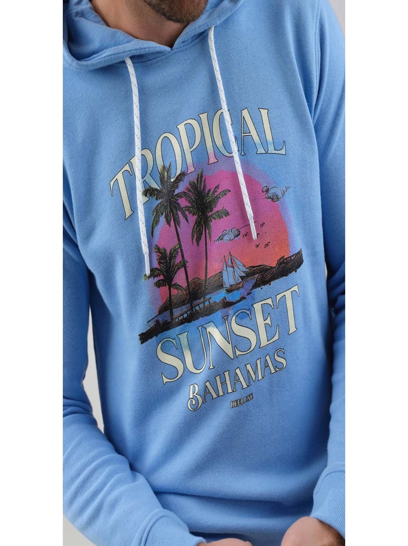 Sweat homme en coton à capuche 'Deeluxe' Bleu ciel - Kiabi