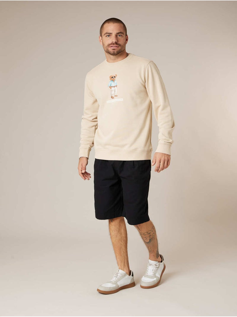 Sweat homme en coton doux 'deeluxe' Beige clair - Kiabi