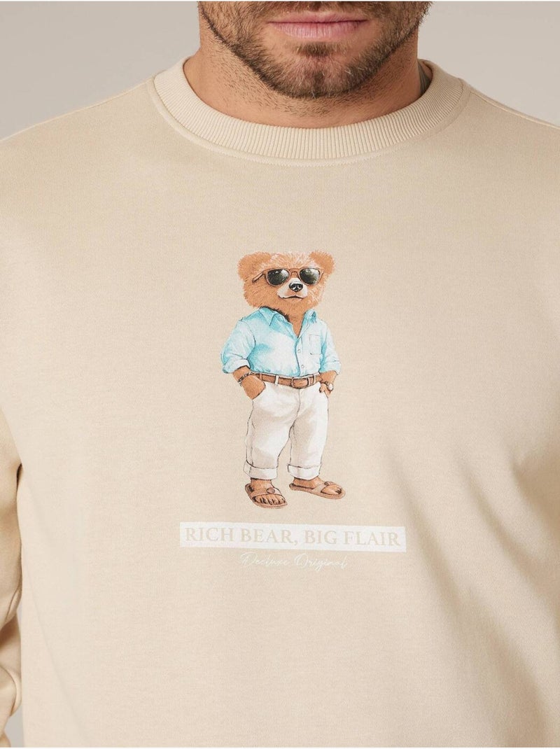 Sweat homme en coton doux 'deeluxe' Beige clair - Kiabi