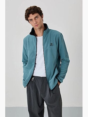 Sweat homme en maille peluche à fermeture éclair tommy