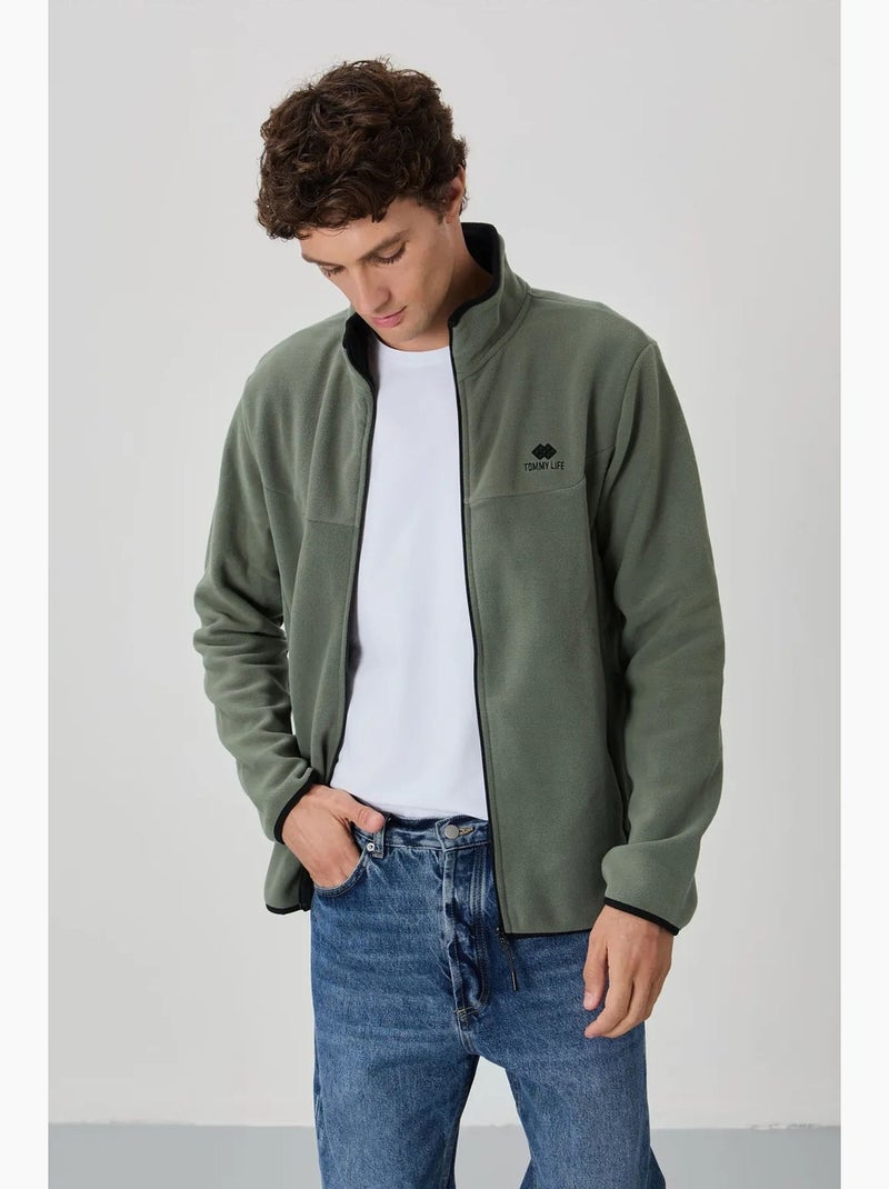 Sweat homme en maille peluche à fermeture éclair tommy Vert pastel - Kiabi