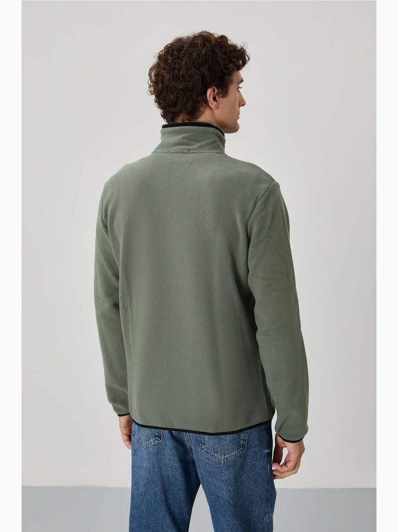 Sweat homme en maille peluche à fermeture éclair tommy Vert pastel - Kiabi