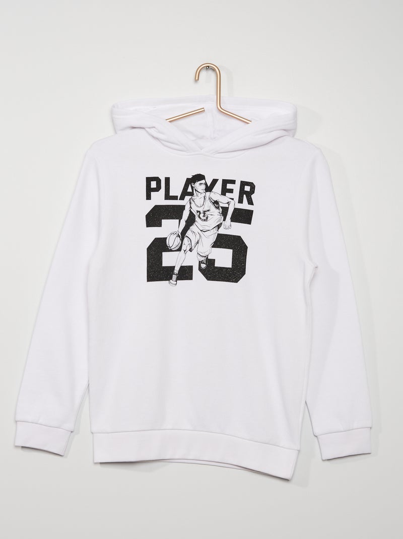 Sweat imprimé à capuche BLANC - Kiabi
