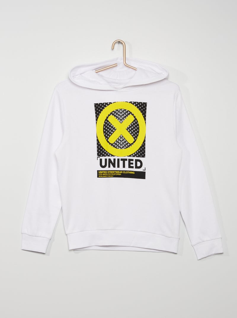 Sweat imprimé à capuche blanc/united - Kiabi