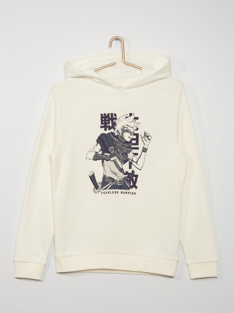 Sweat imprimé à capuche blanc/warrior - Kiabi