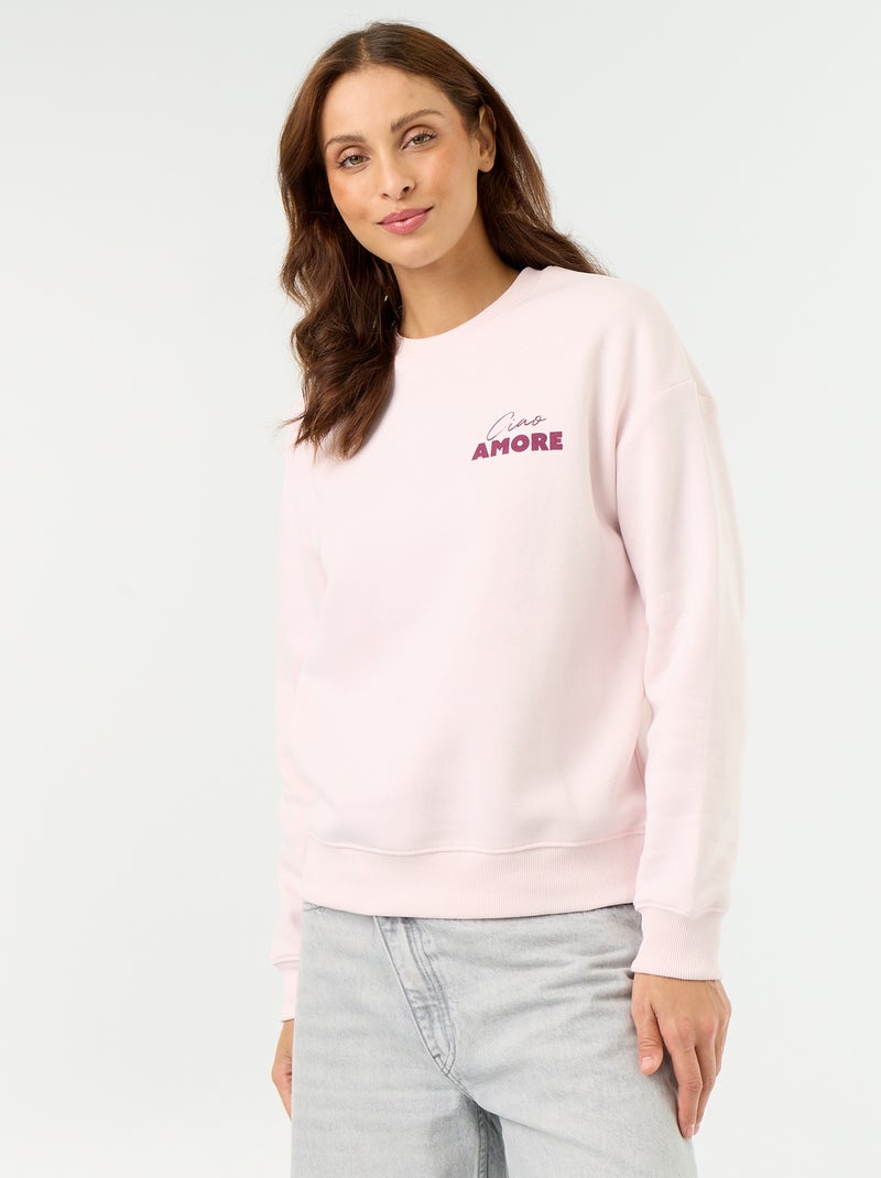 Sweat imprimé à manches longues Rose - Kiabi