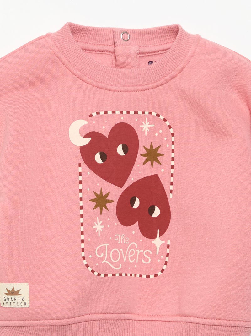 Sweat imprimé à manches longues Rose - Kiabi