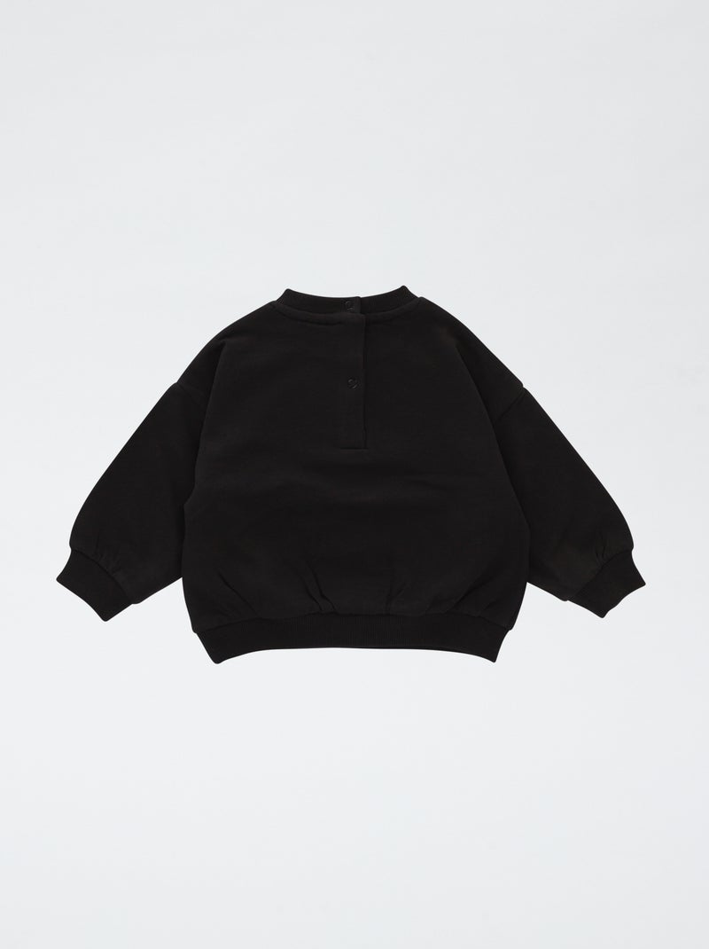 Sweat imprimé 'ACDC' en polaire coton uni Noir - Kiabi