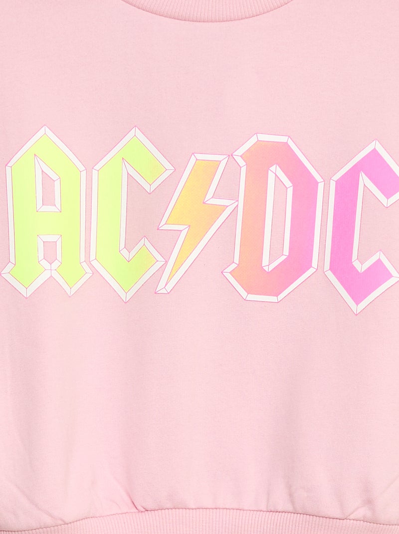 Sweat imprimé 'AC/DC' - Rose - Fille - 4.20€ - Kiabi