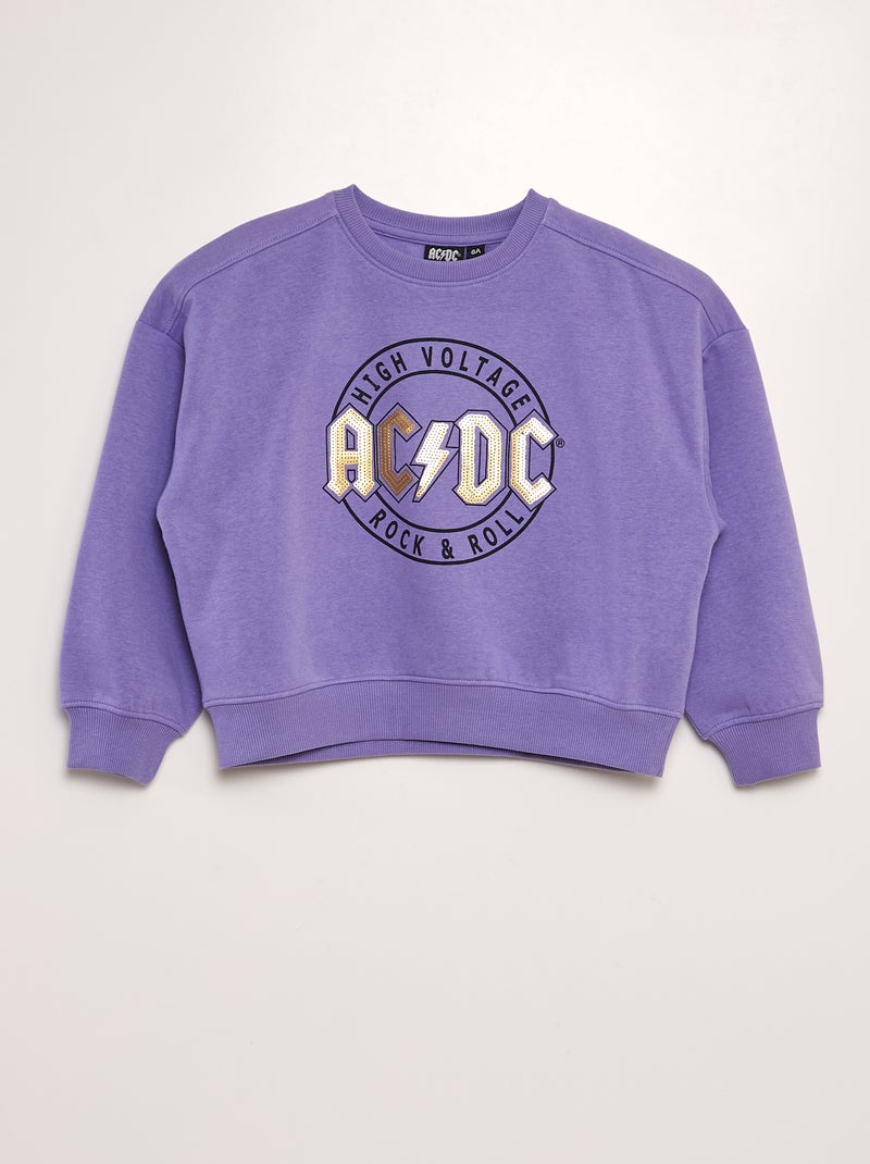 Sweat imprimé 'ACDC' Violet - Kiabi