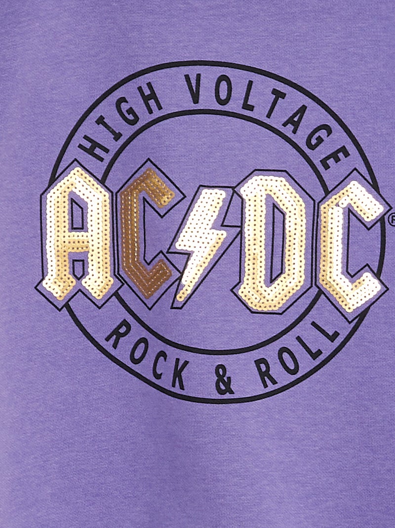 Sweat imprimé 'ACDC' Violet - Kiabi