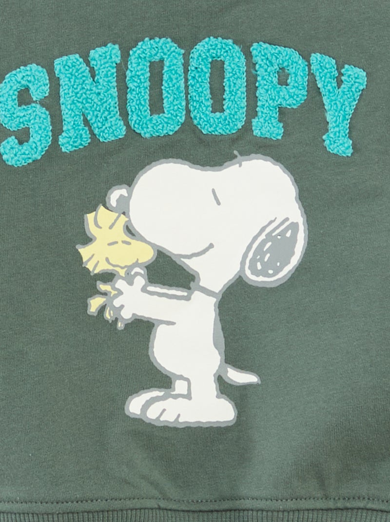Sweat imprimé animé 'Snoopy' en polaire coton Vert - Kiabi