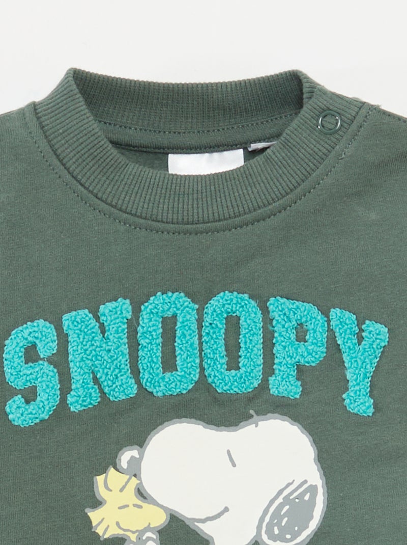 Sweat imprimé animé 'Snoopy' en polaire coton Vert - Kiabi
