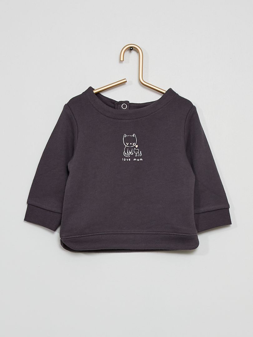 Sweat imprimé anthracite - Kiabi