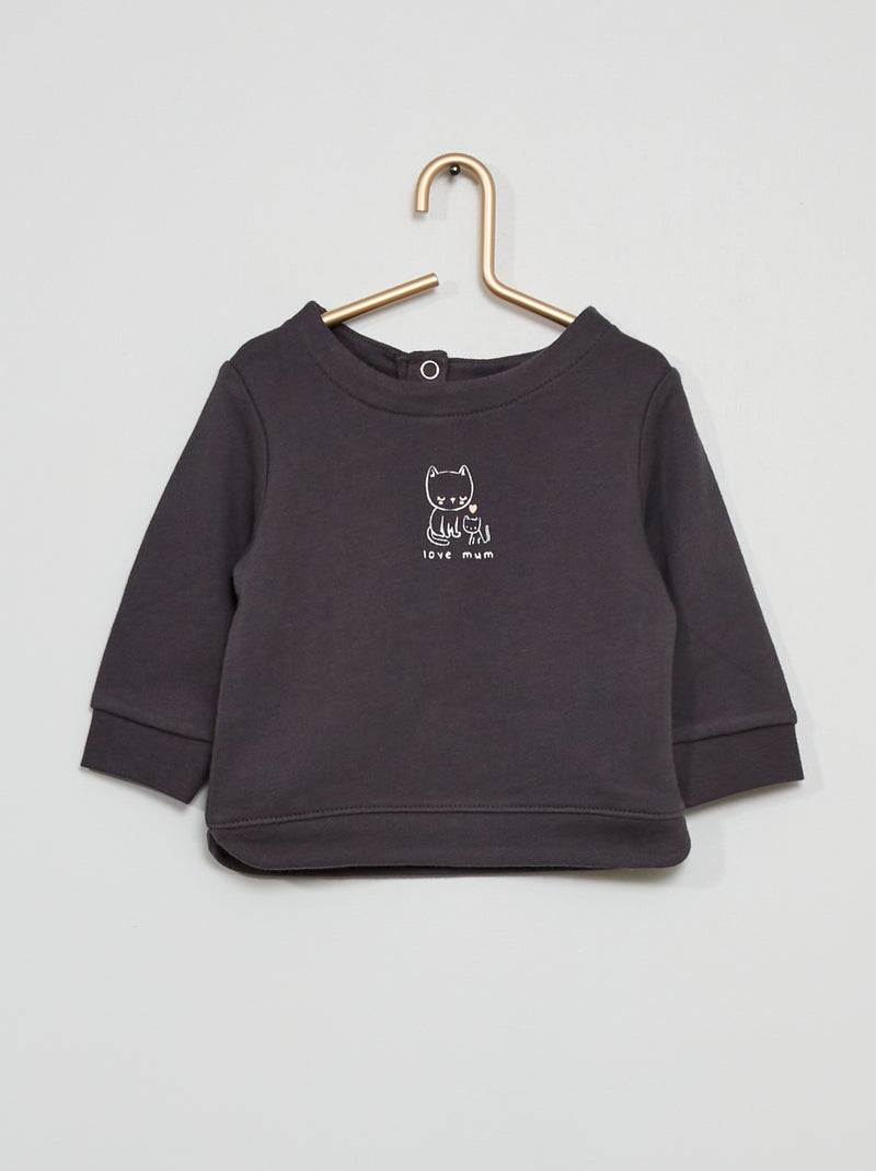 Sweat imprimé anthracite - Kiabi