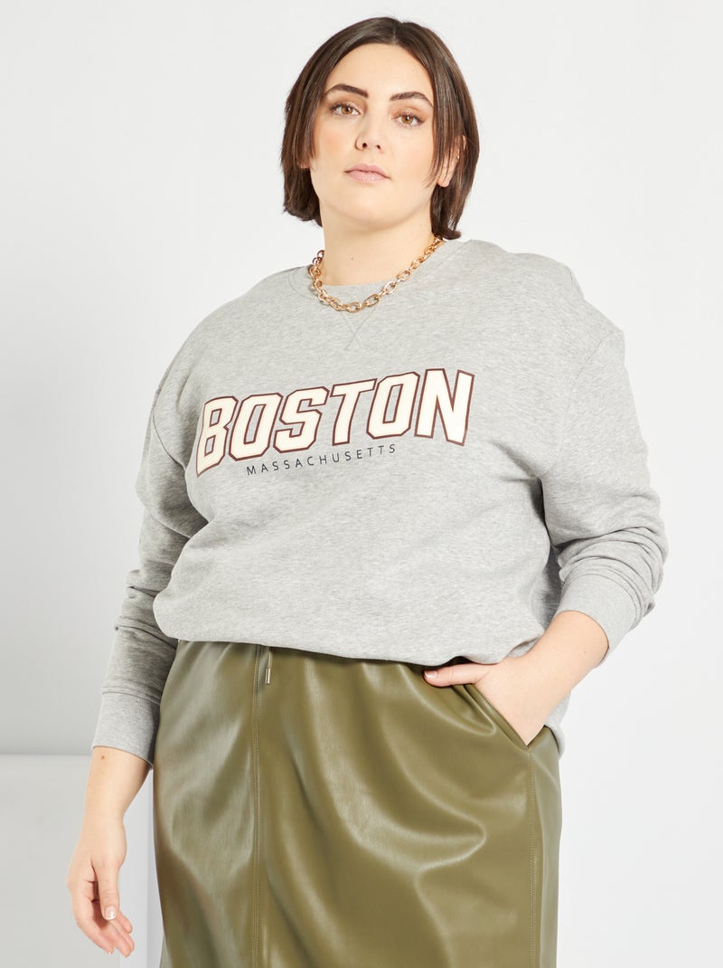 Sweat imprimé 'Boston' gris - Kiabi