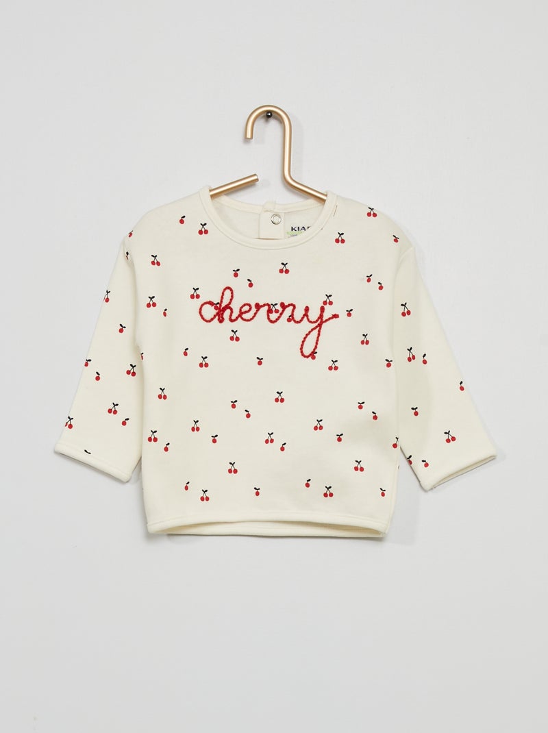 Sweat imprimé 'cerise' blanc - Kiabi