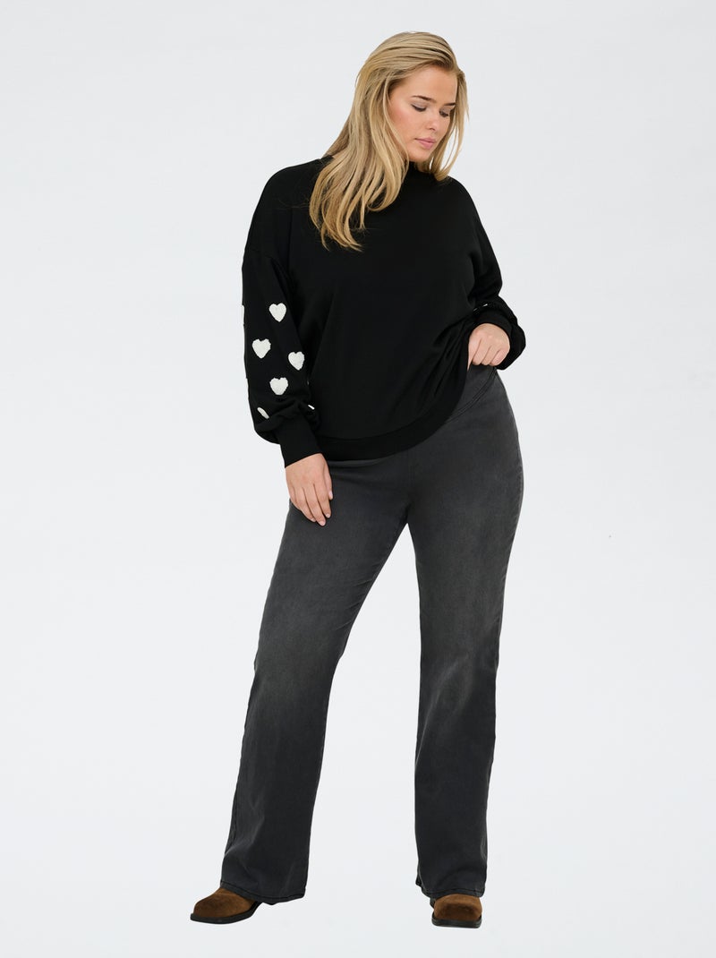 Sweat imprimé 'cœur' 'Only Carmakoma' Noir - Kiabi