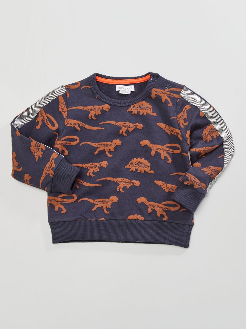 Sweat imprimé 'dinosaures' bleu marine - Kiabi