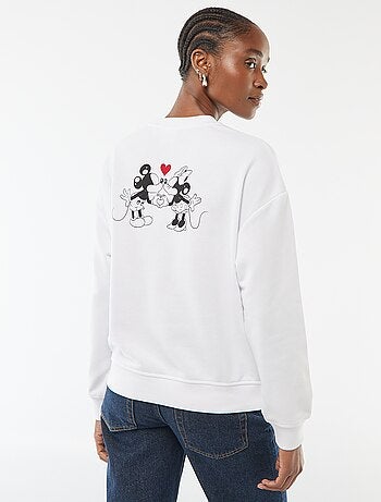 Sweat imprimé 'Disney' 'Mickey et minnie' en coton uni