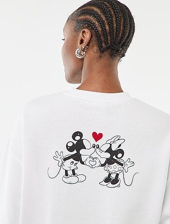 Sweat imprimé 'Disney' 'Mickey et minnie' en coton uni