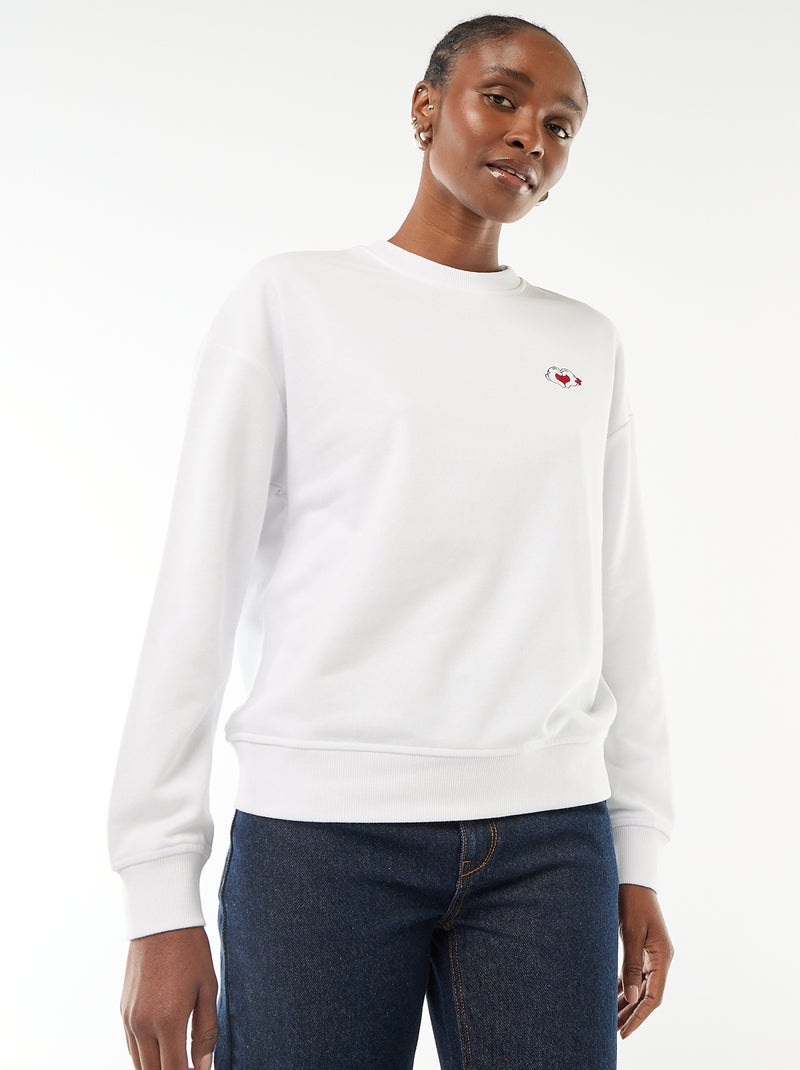 Sweat imprimé 'Disney' 'Mickey et minnie' en coton uni Blanc - Kiabi