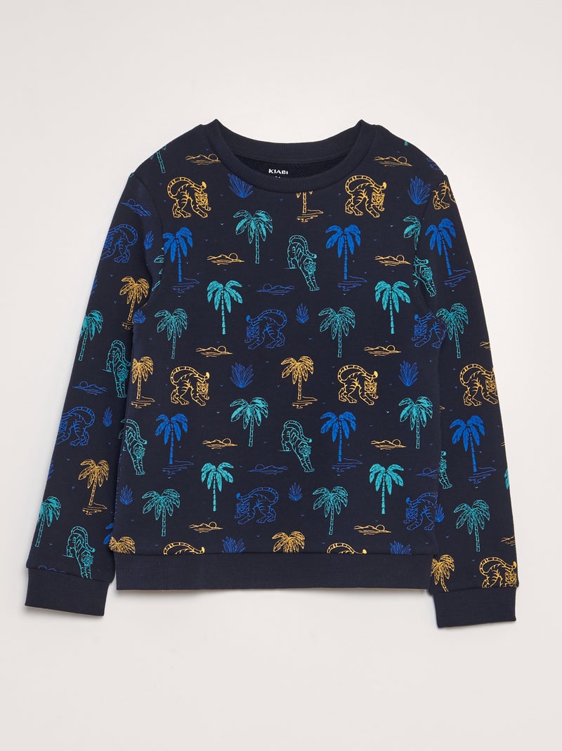 Sweat imprimé en french terry Bleu marine - Kiabi