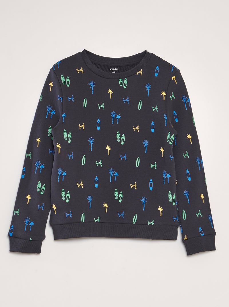 Sweat imprimé en french terry Noir marine - Kiabi