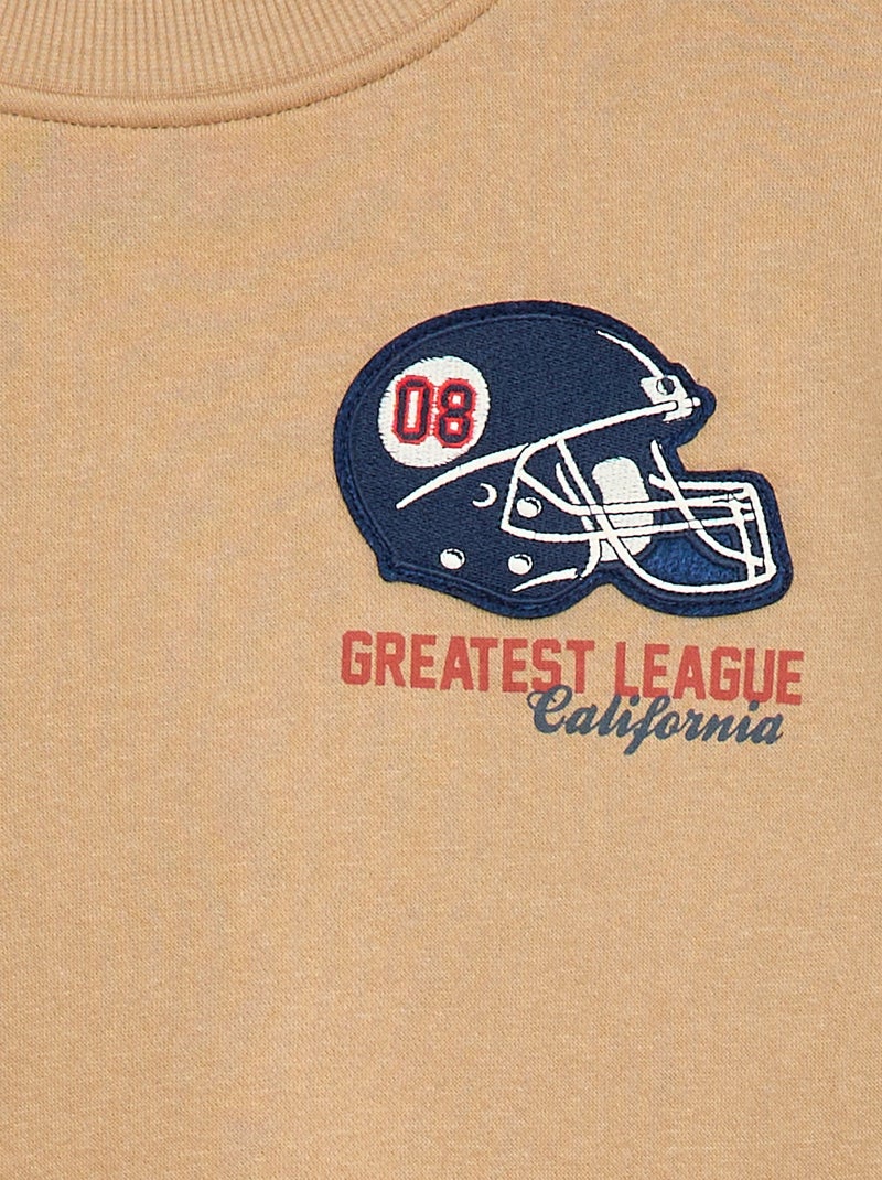 Sweat imprimé en molleton gratté Beige - Kiabi