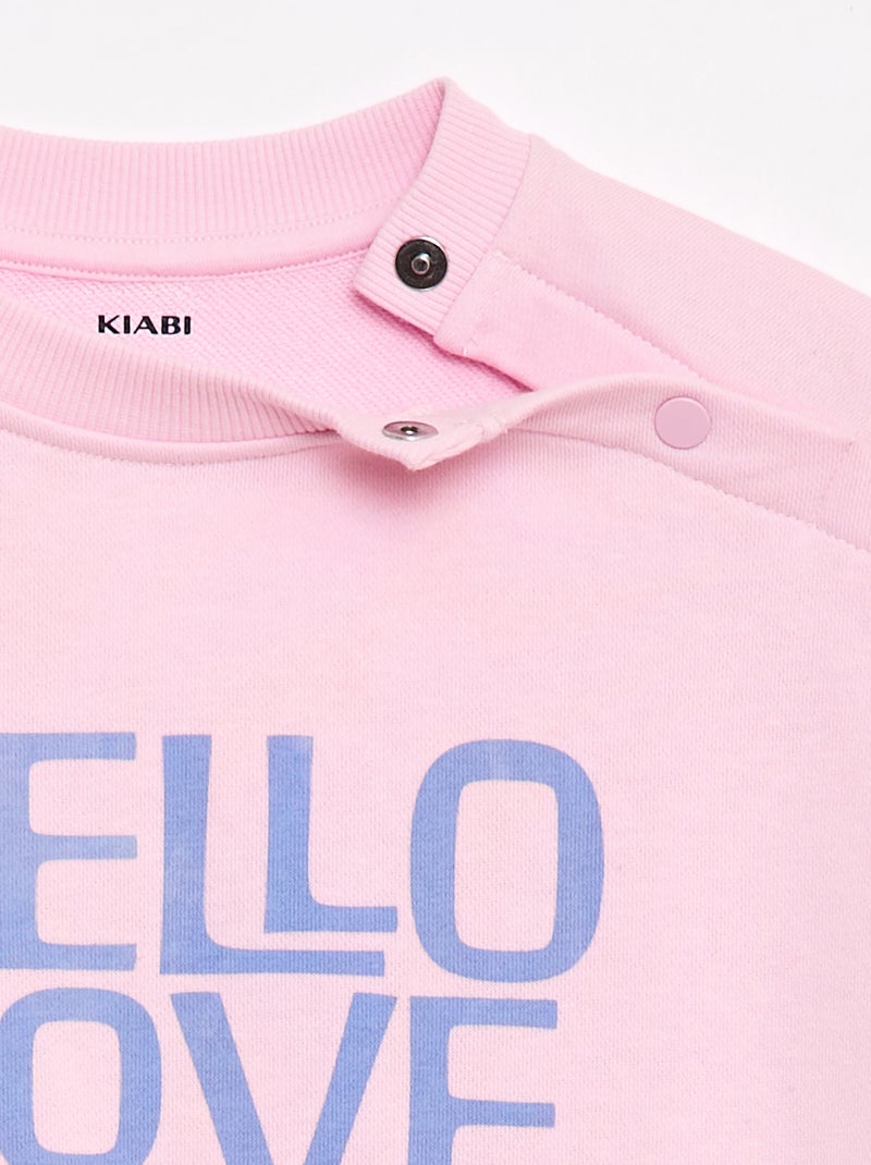 Sweat imprimé en molleton léger - Collection facile à enfiler Rose - Kiabi