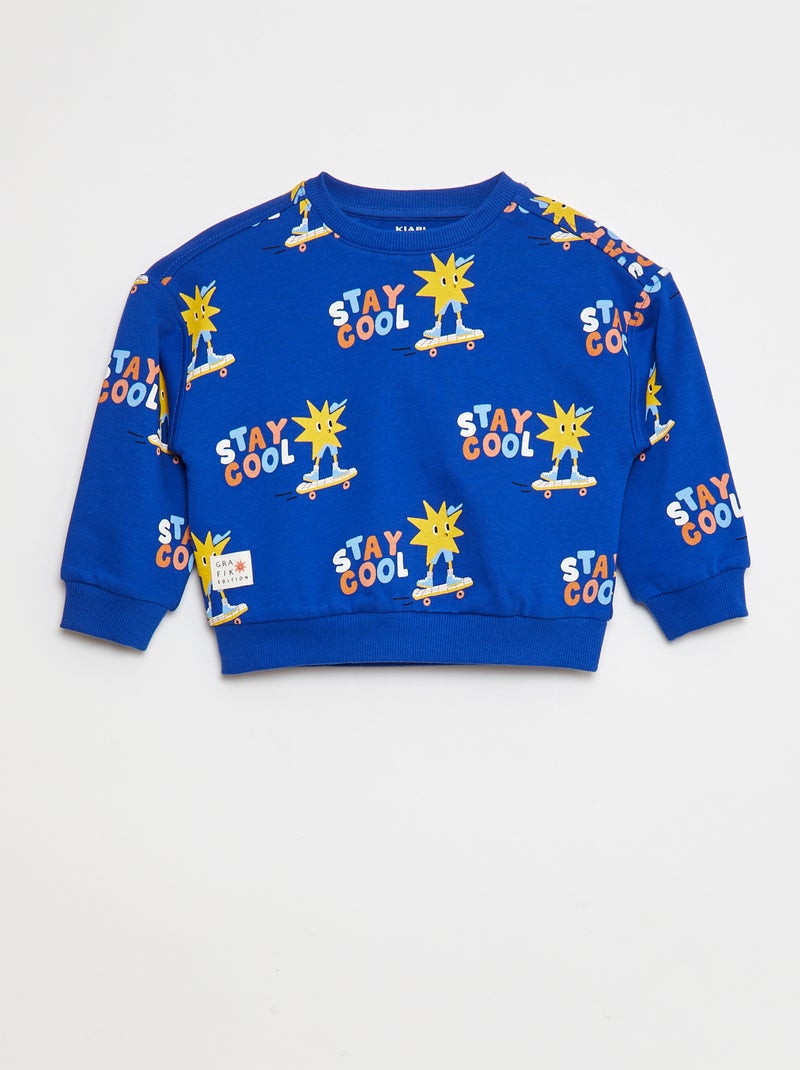 Sweat imprimé en molleton léger - Grafik Edition Bleu - Kiabi