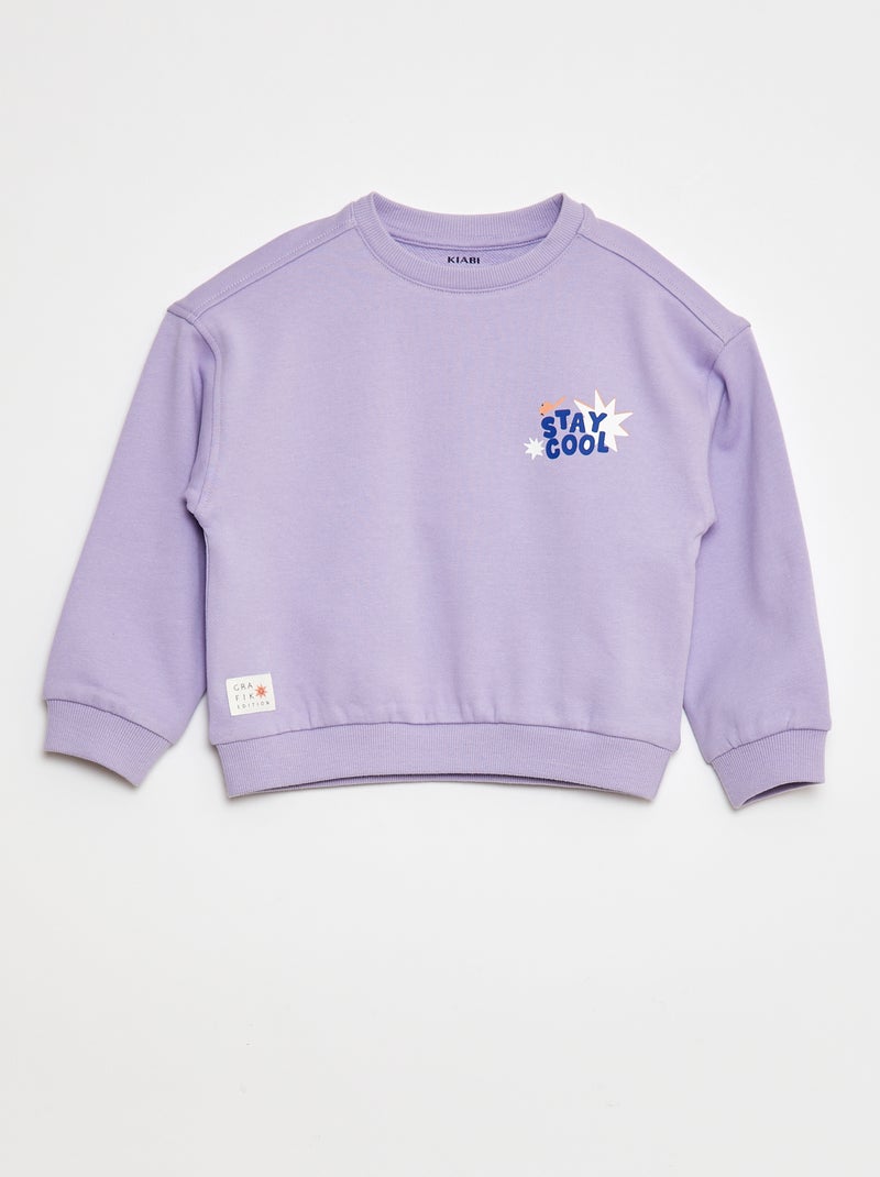 Sweat imprimé en molleton léger - Grafik Edition Violet - Kiabi